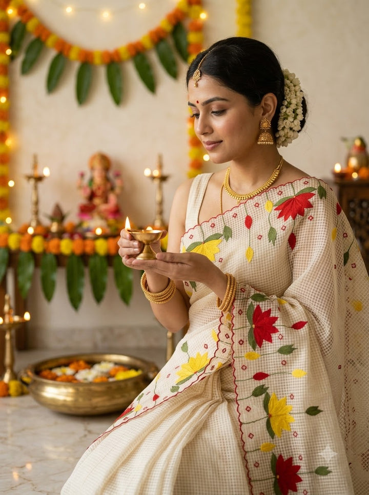 Padyo Pata Kota Applique Saree