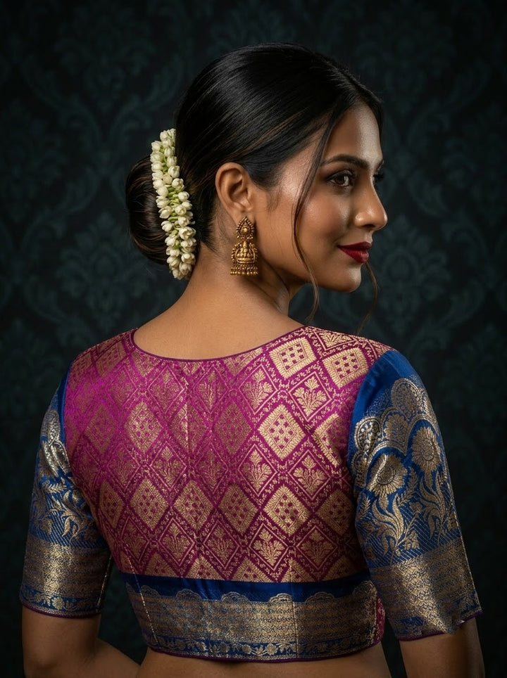 Rajeshwari Grace- Katan Silk Banarasi Zari Woven Designer Blouse