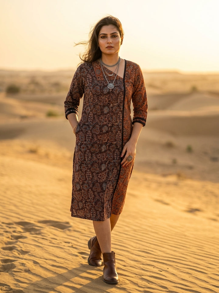 Ajrakh Grace- Sustainable Hand Block Ajrakh Kurti