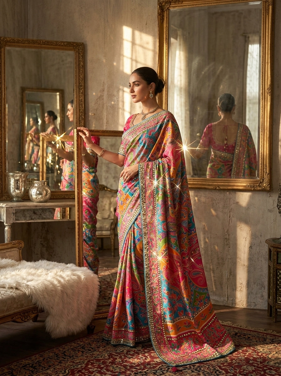Dusk Radiance Chinnon Silk Saree