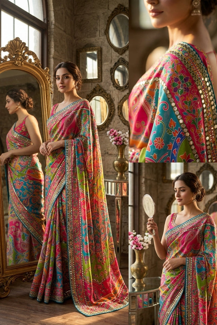 Dusk Radiance Chinnon Silk Saree