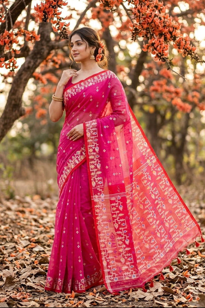 Hiyar Majhe Muslin Cotton Saree