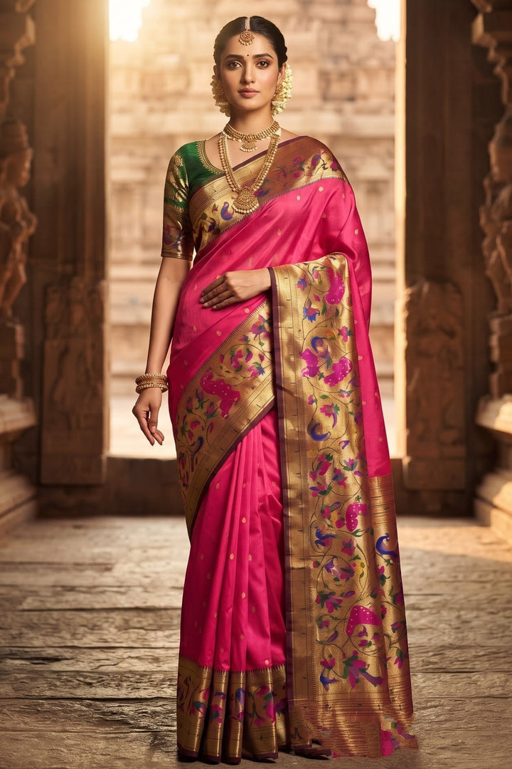 Gilded Majesty- Kanchivaram Paithani Silk (Semi) Saree