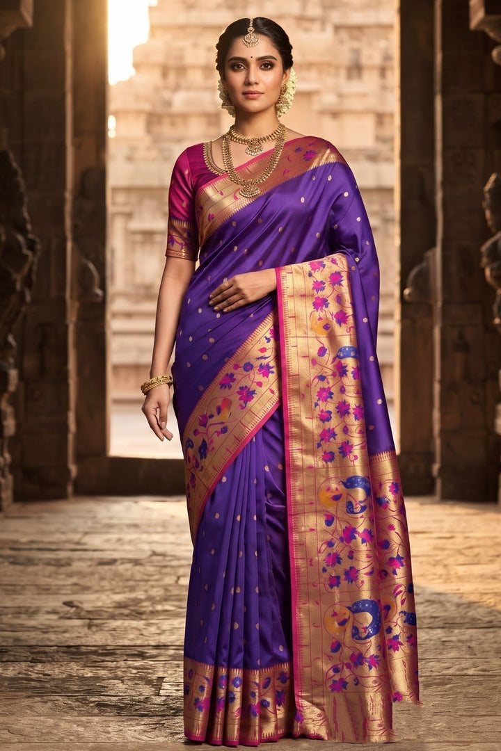 Gilded Majesty- Kanchivaram Paithani Silk (Semi) Saree