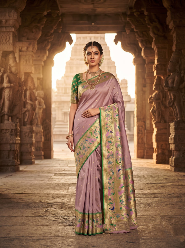 Gilded Majesty- Kanchivaram Paithani Silk (Semi) Saree (Copy)