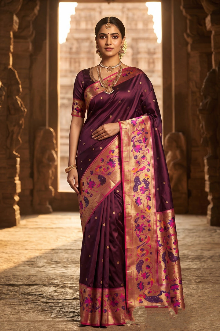 Gilded Majesty- Kanchivaram Paithani Silk (Semi) Saree