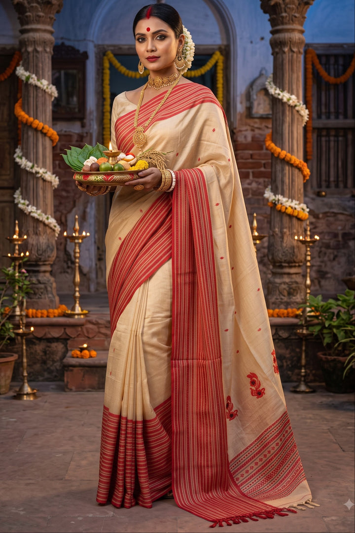 Heart Of Bengal - The Auspicious Tussar Saree