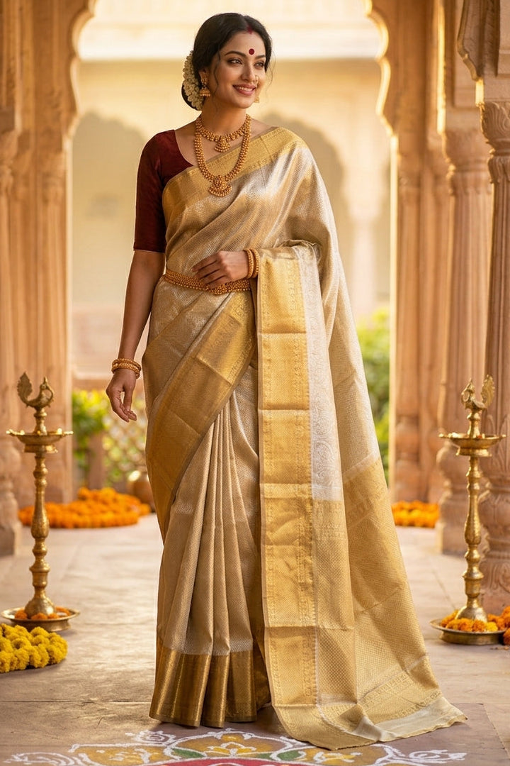 Sobhita Banarasi Copper Tissue Silk Saree