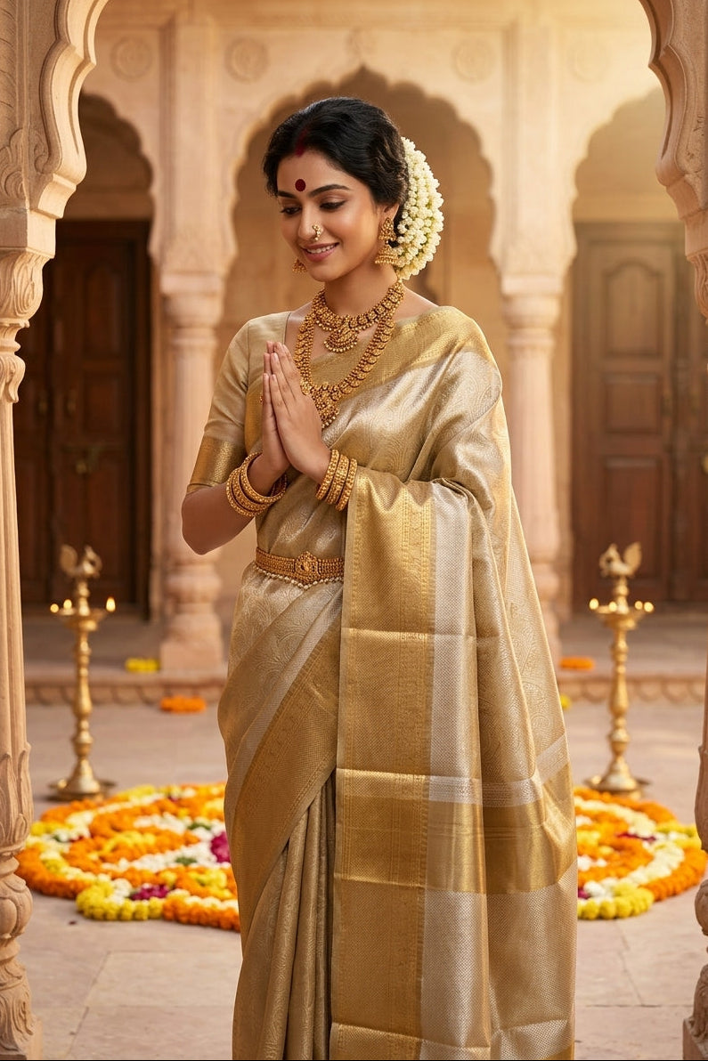 Sobhita Banarasi Copper Tissue Silk Saree