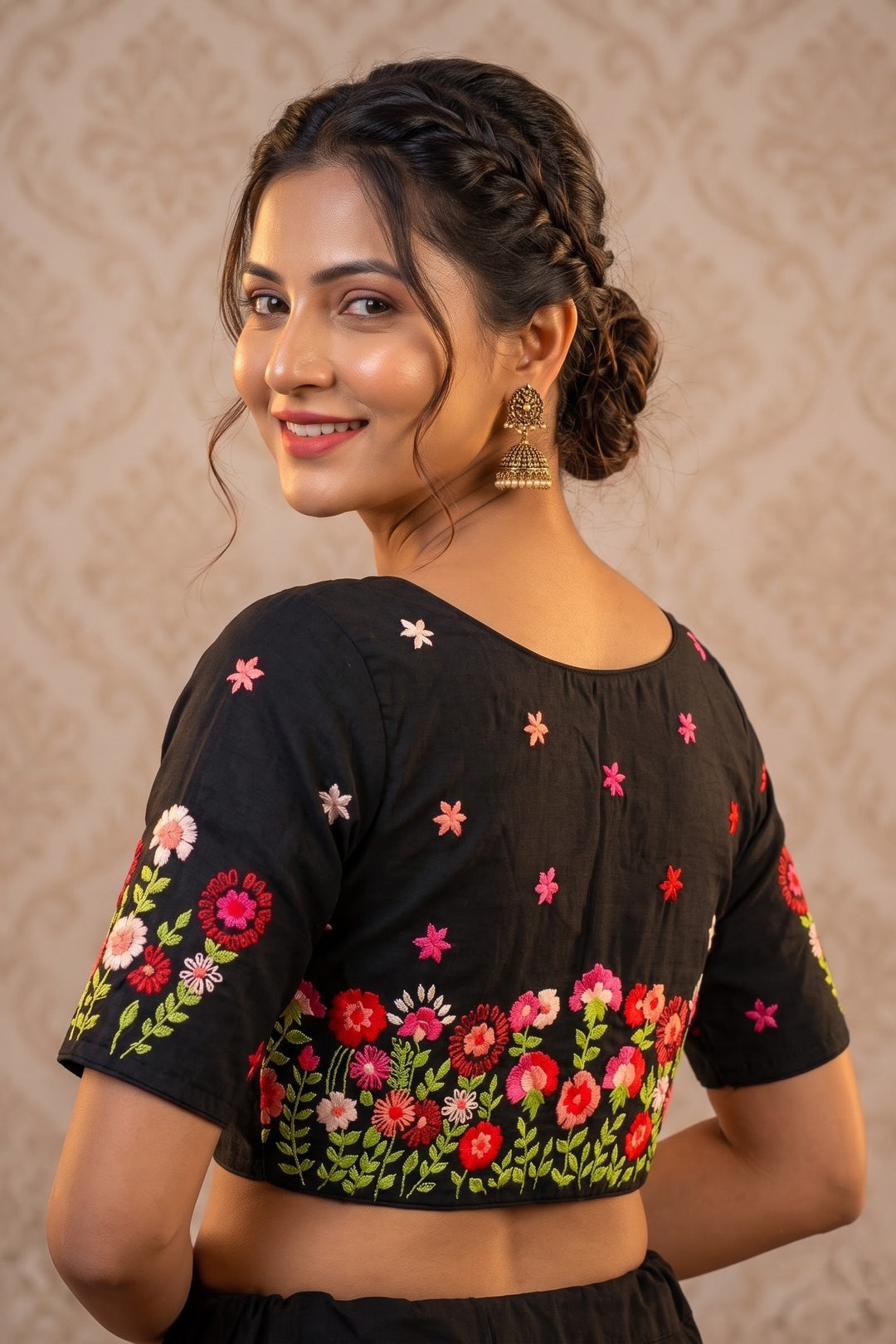 Blooming Paradise – Handstitched Designer Blouse