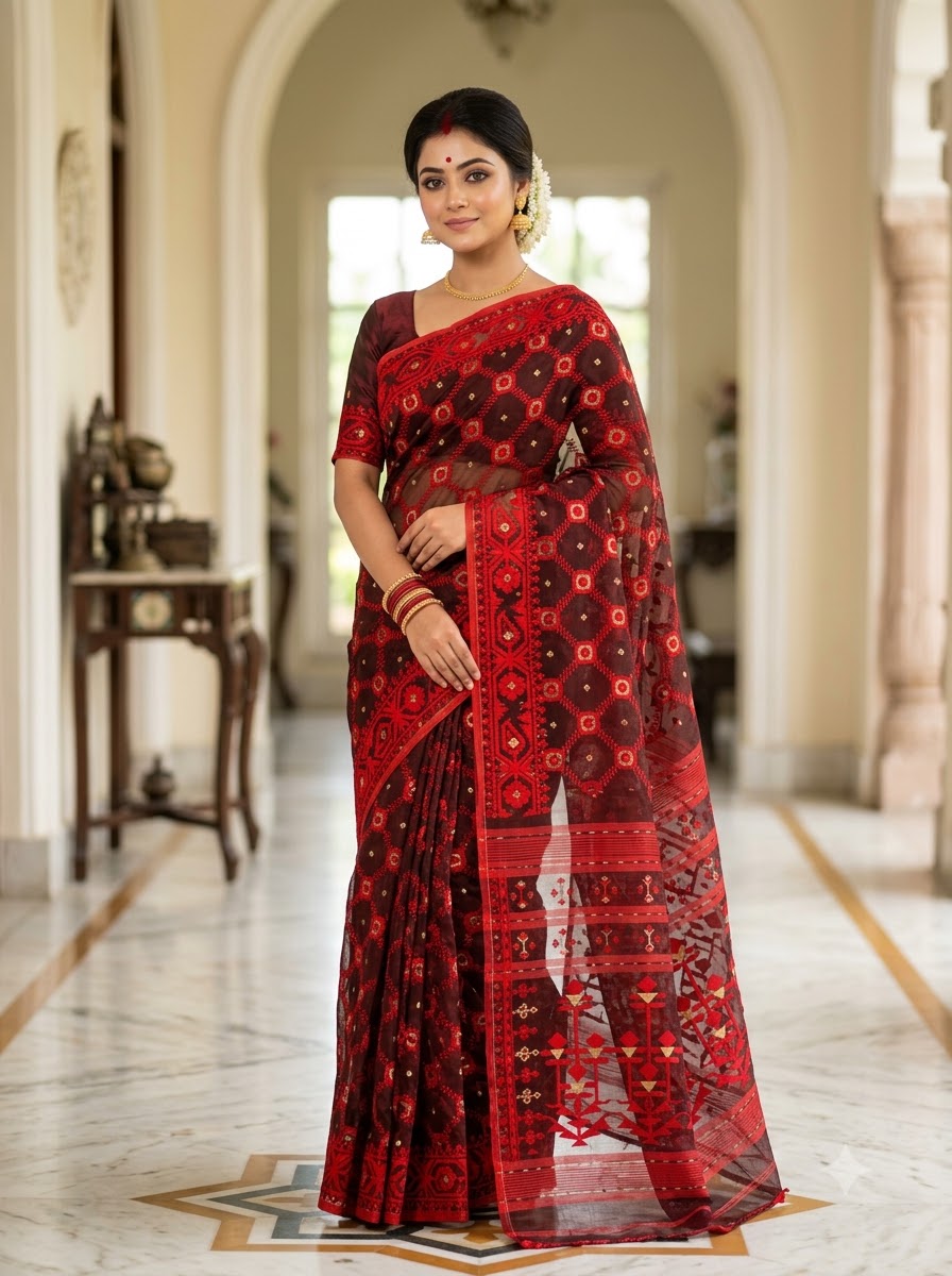 Pujar Shaj Bengal Jamdani Saree
