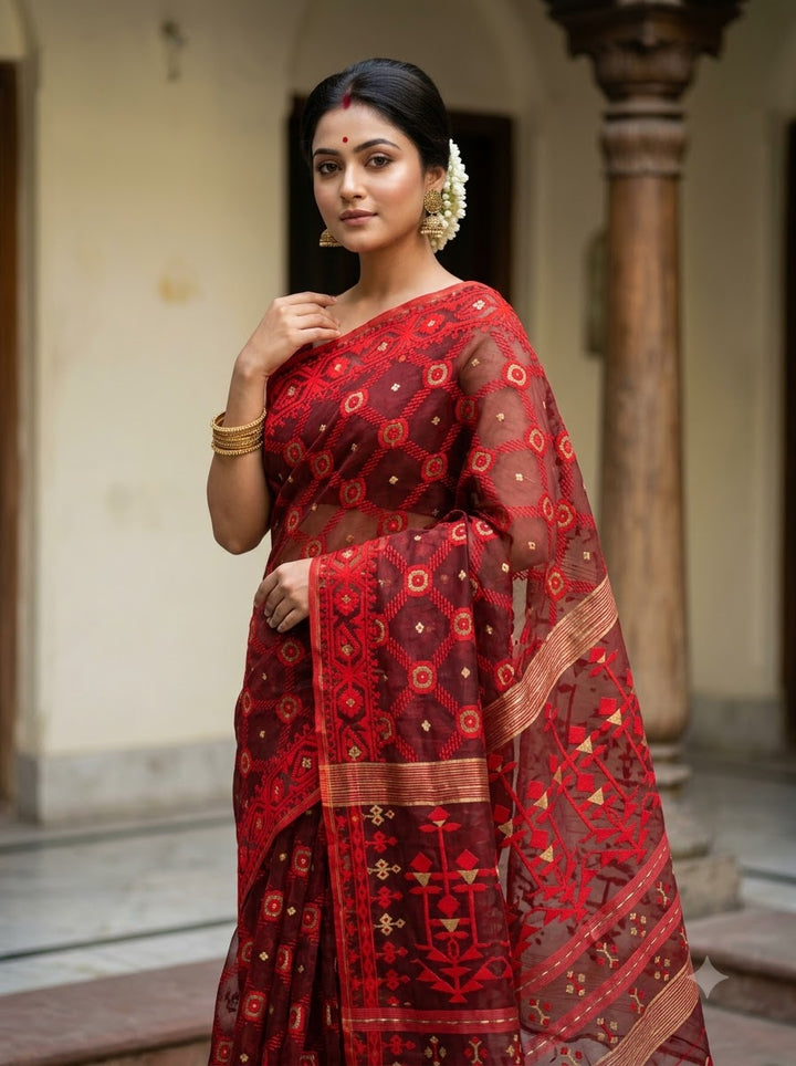 Pujar Shaj Bengal Jamdani Saree