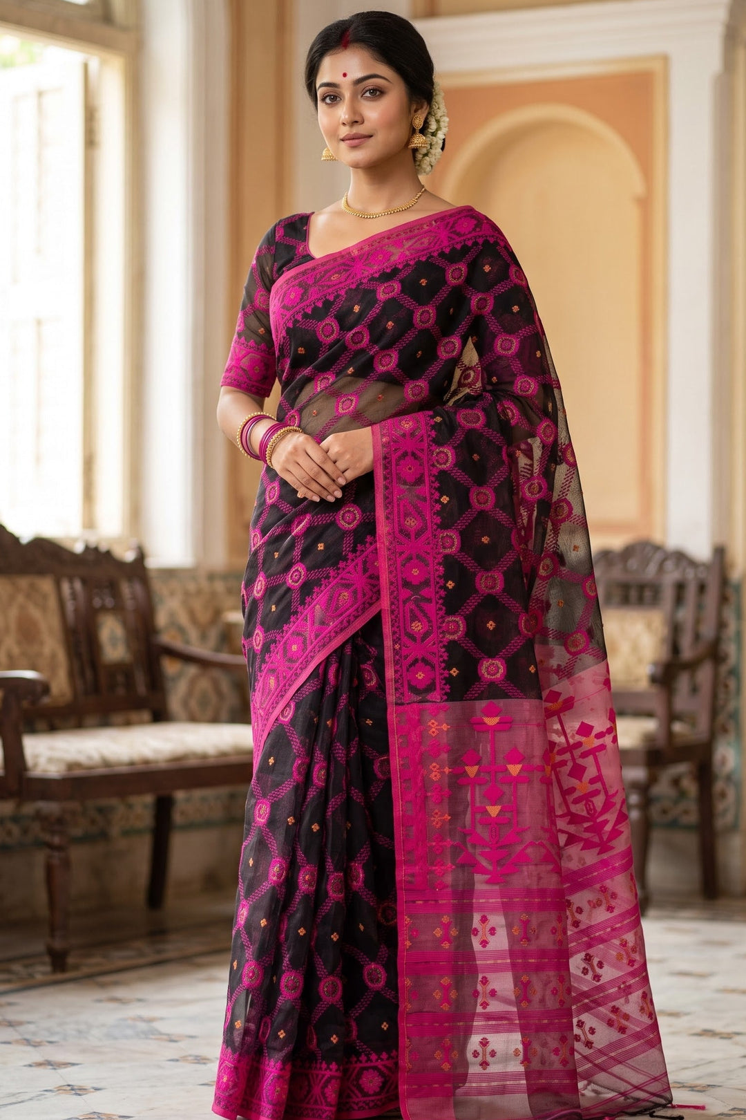 Pujar Shaj Bengal Jamdani Saree