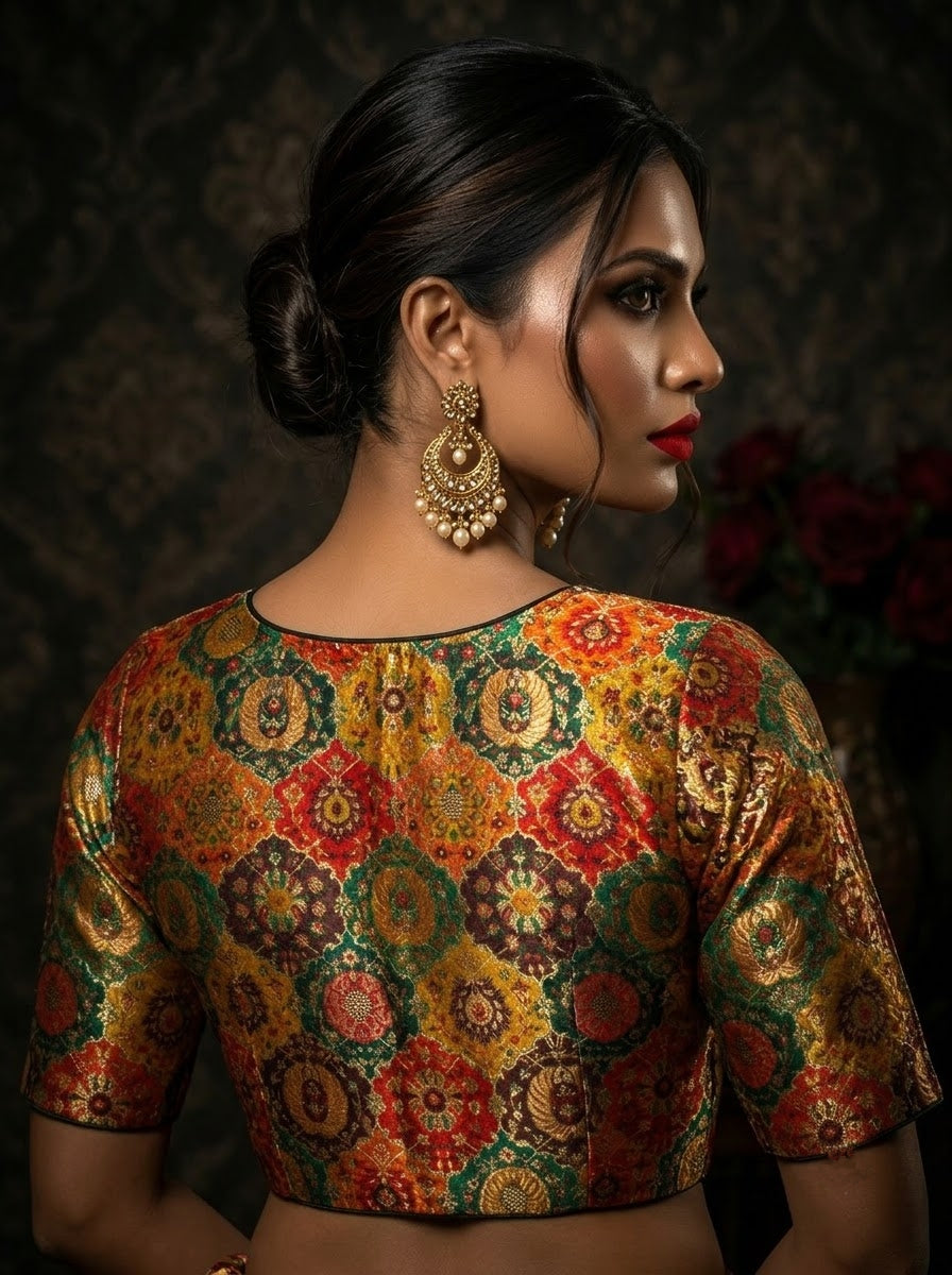 Crown on Repeat- Katan Silk Banarasi Blouse