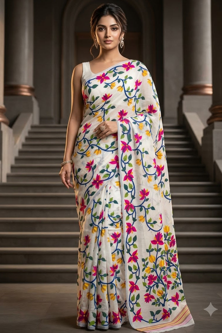Kusumita (কুসুমিতা) Cotton Silk Saree