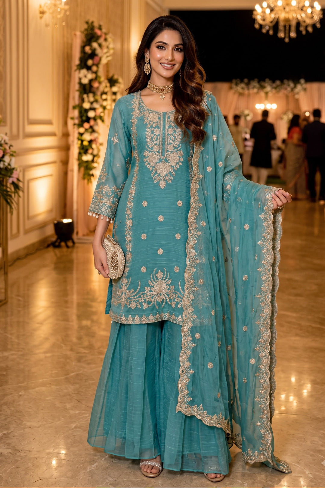 Palace of Dreams Chanderi Silk Embroidered Kurti Set