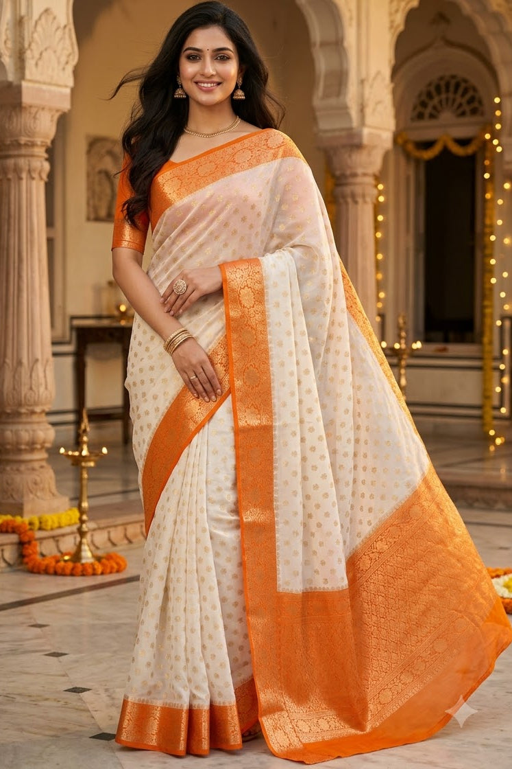 Deepavali Shringar- Banarasi Semi Georgette Soft Silk  Saree