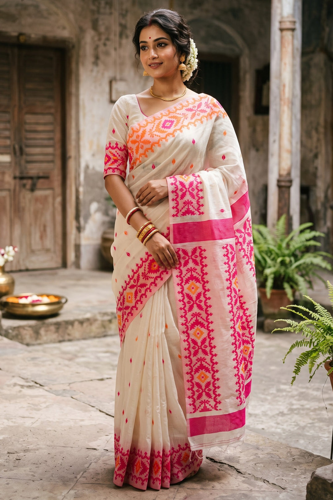 Rajnandini Exclusive Semi Tassar Jamdani Saree