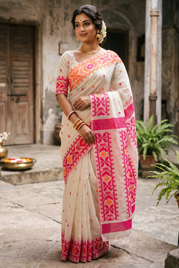 Rajnandini Exclusive Semi Tassar Jamdani Saree
