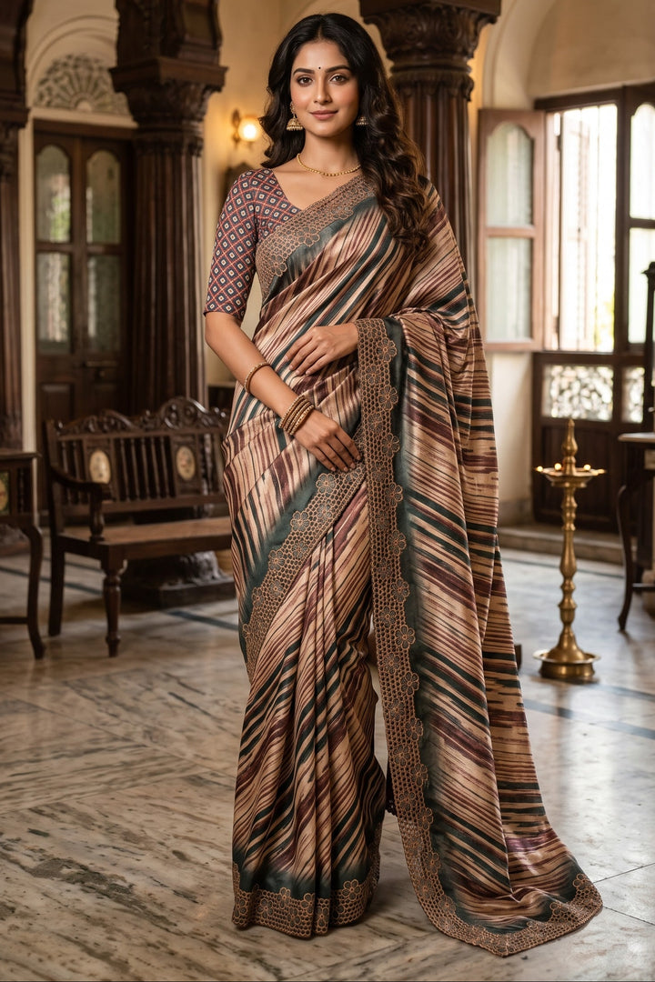 Silken Bloom Tussar Silk Saree( Semi )