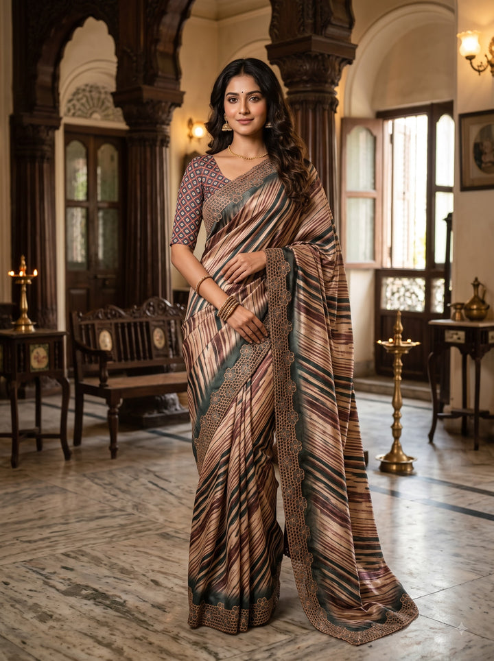 Silken Bloom Tussar Silk Saree( Semi )