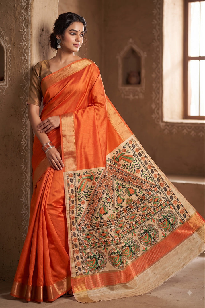 Mithila Artistry Ghicha Tussar Silk Saree