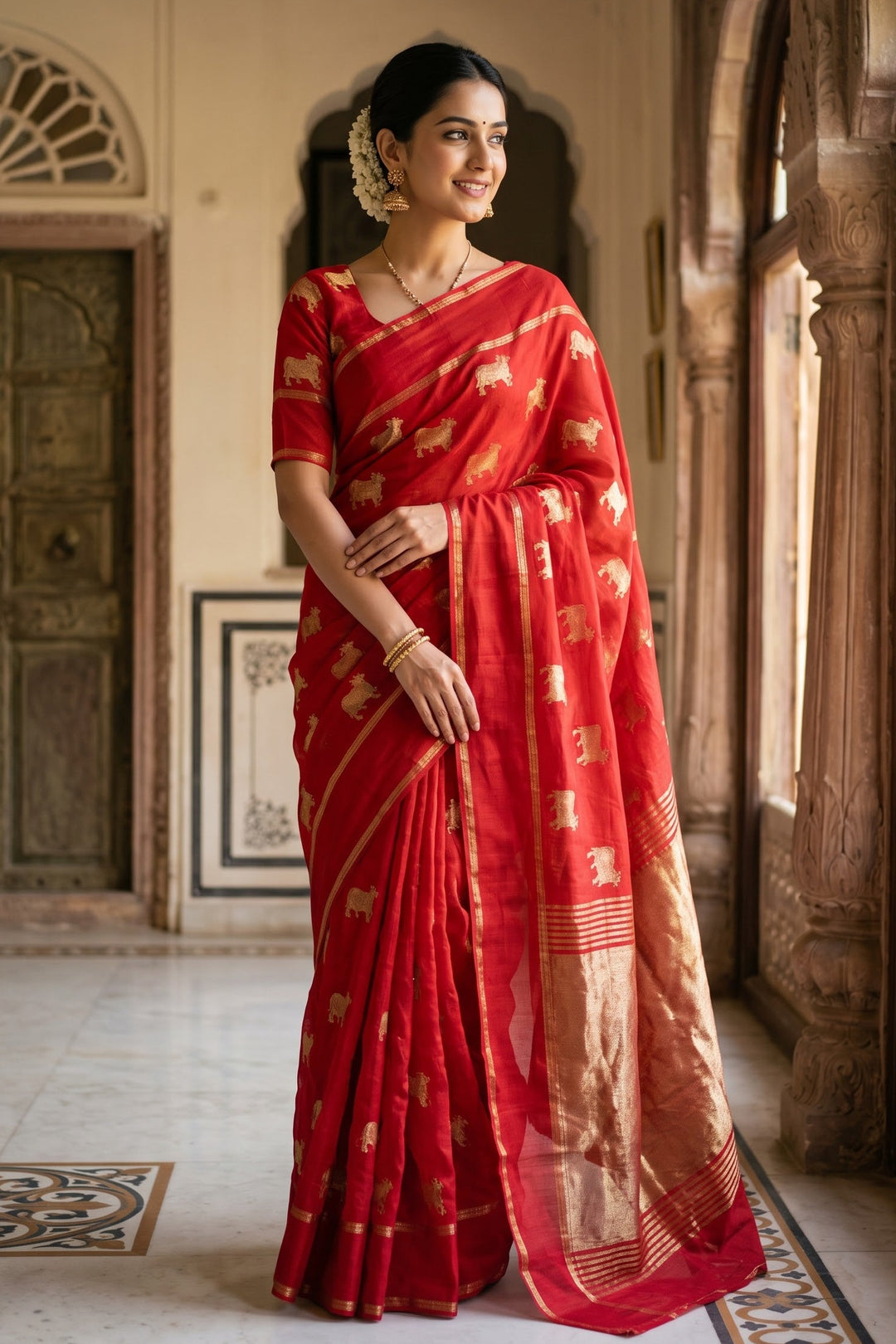 Verdant Bloom Viscose Crepe Silk Saree