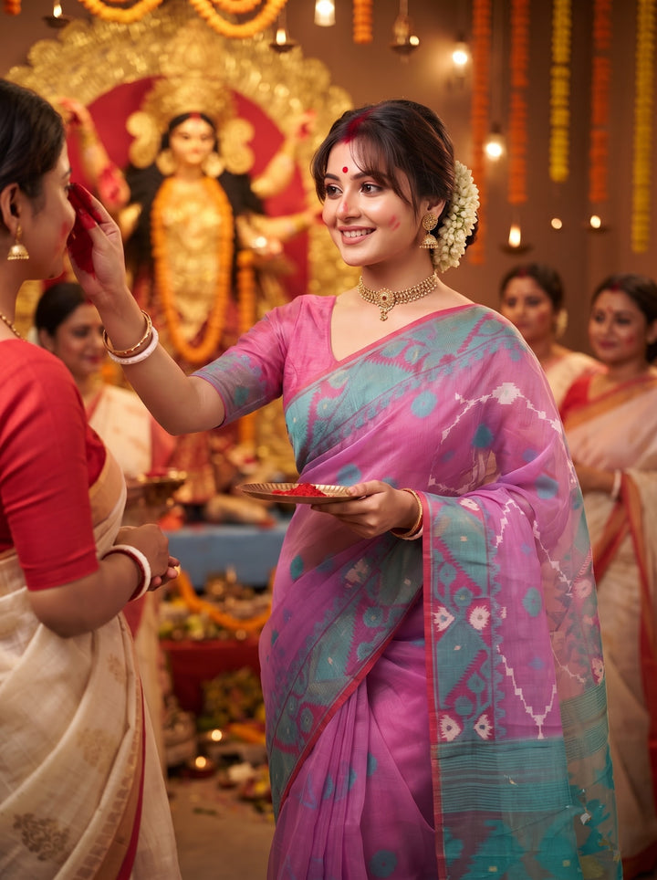 Kumudini | Karat Dhakai Jamdani Saree