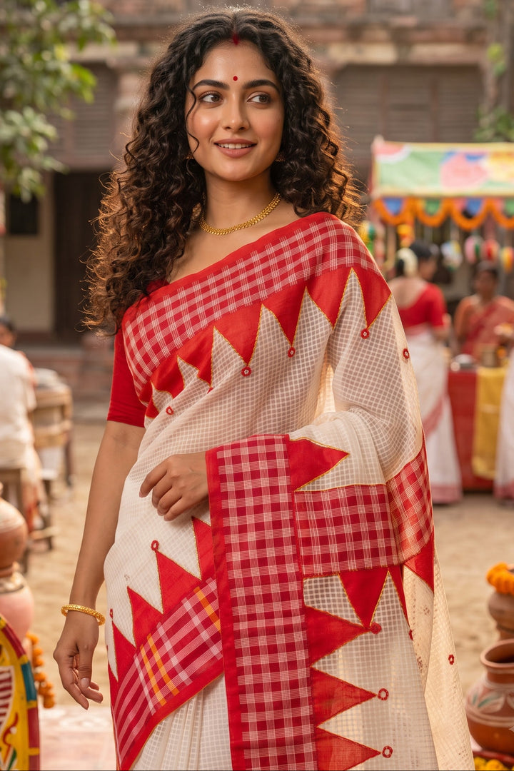 Lok Katha Nakshi Temple Saree