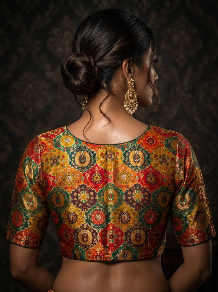 Crown on Repeat- Katan Silk Banarasi Blouse