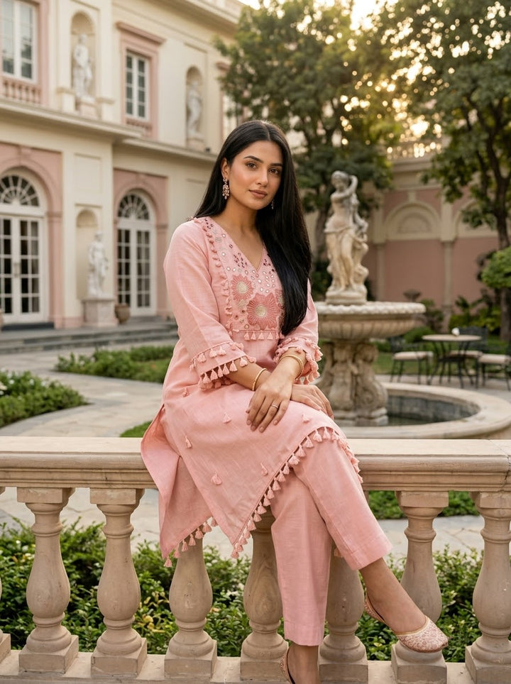 Amora Blush - Embroidered Co-ords Set