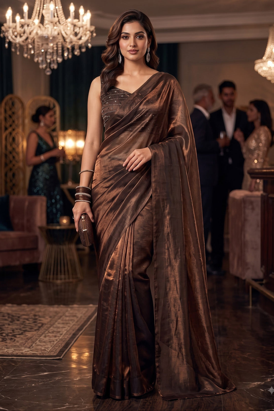 Night Out Glam Satin Silk Saree