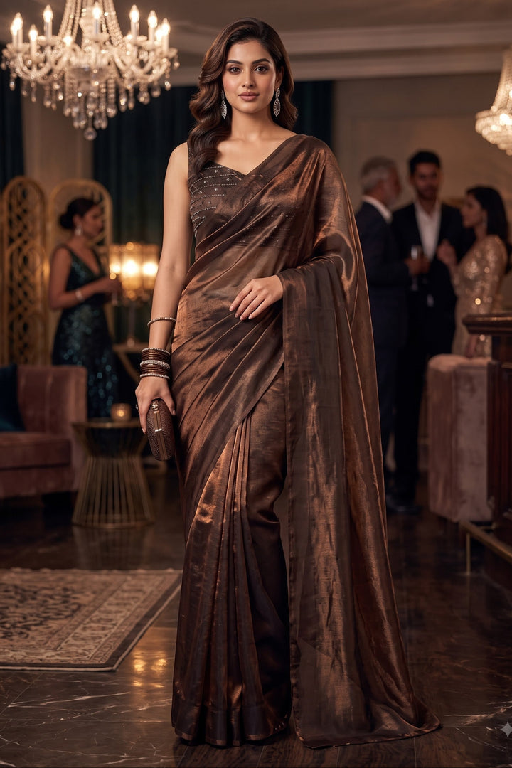 Night Out Glam Satin Silk Saree