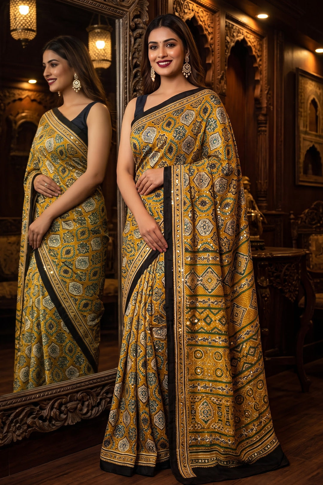 Pretty Obsession Modal Silk Saree With Mirror Work