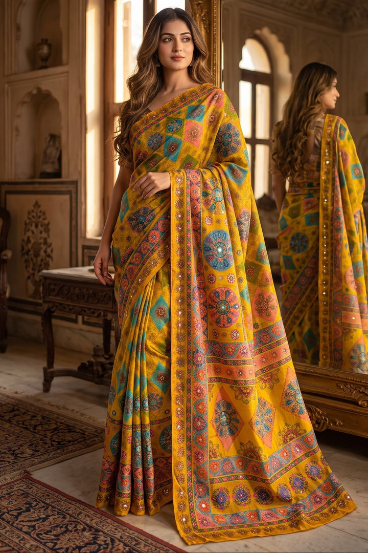 Pretty Obsession Modal Silk Saree With Mirror Work