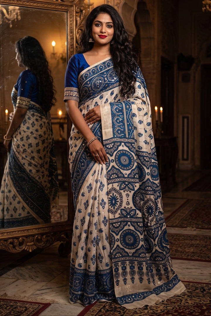 Pretty Obsession Modal Silk Saree With Mirror Work
