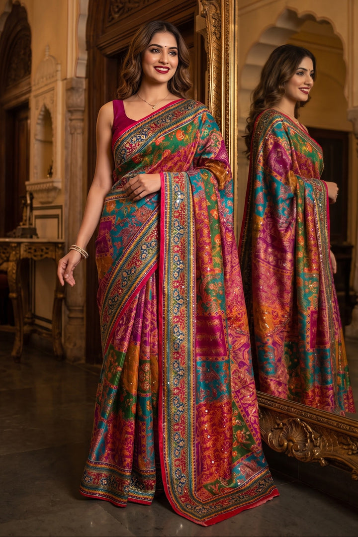 Pretty Obsession Modal Silk Saree With Mirror Work