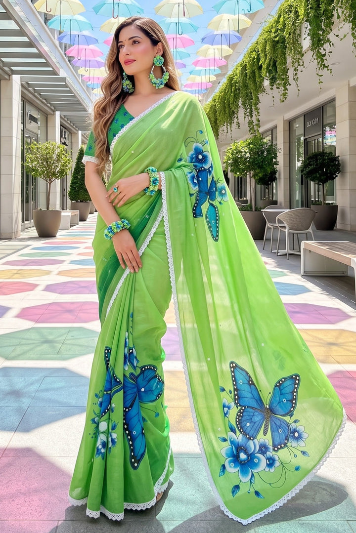 🦋 The Magic She Wears – Soft Linen Saree
