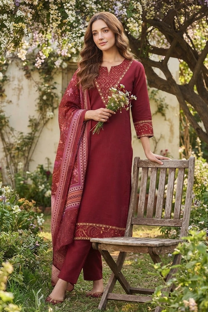 Set to Shine-Premium Cotton Kurti Set with Dupatta
