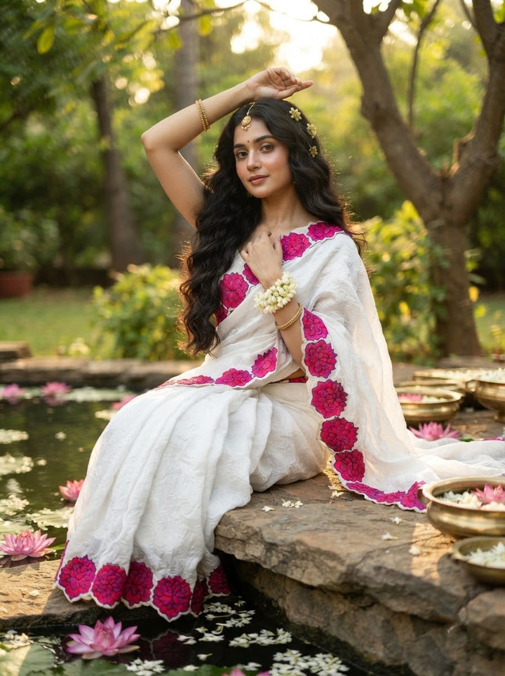Lotus Whisper Crush Silk Saree