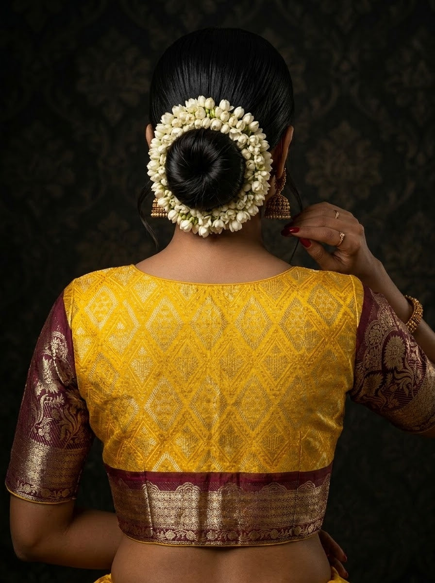 Rajeshwari Grace- Katan Silk Banarasi Zari Woven Designer Blouse