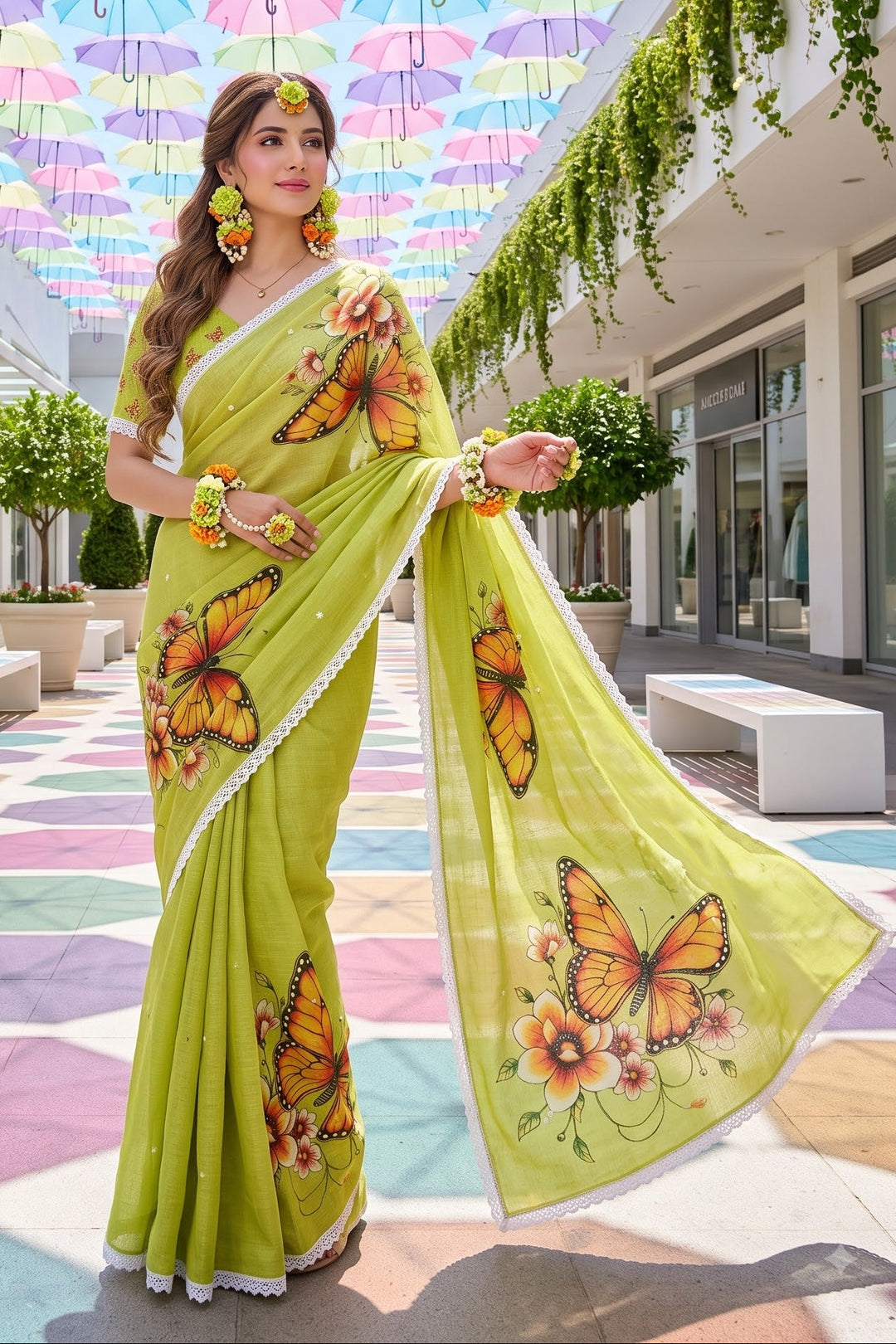 🦋 The Magic She Wears – Soft Linen Saree