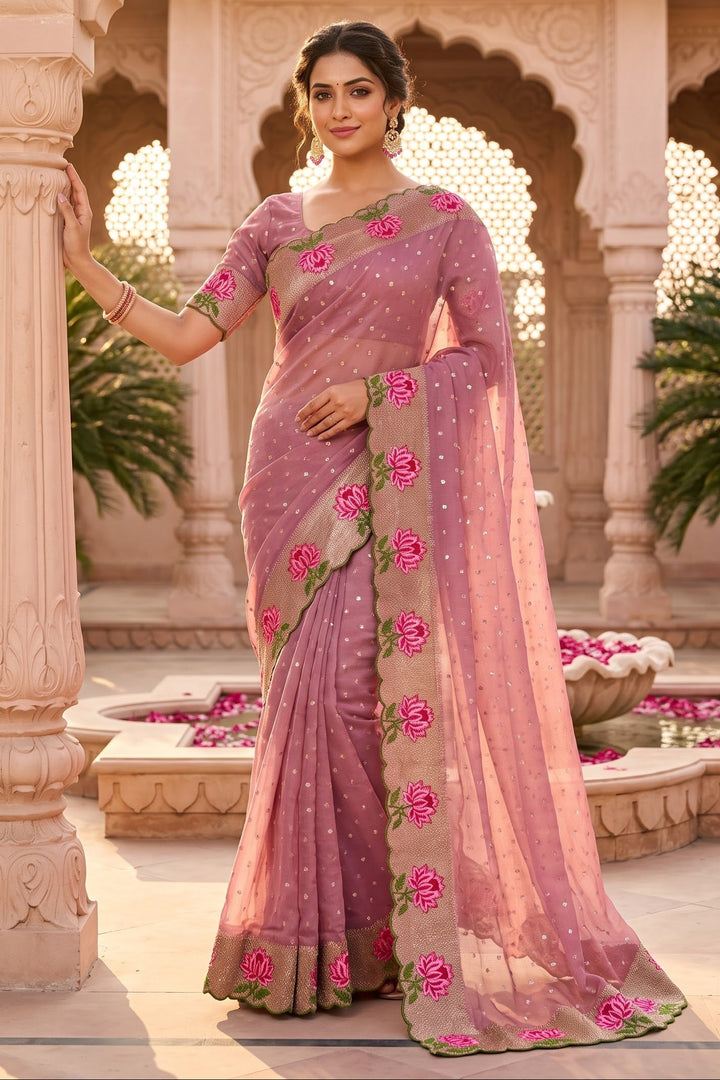 Emerald Noir- Silk (Semi) Saree with Mirror Work