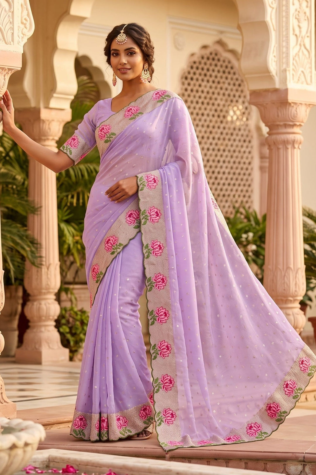 Emerald Noir- Silk (Semi) Saree with Mirror Work