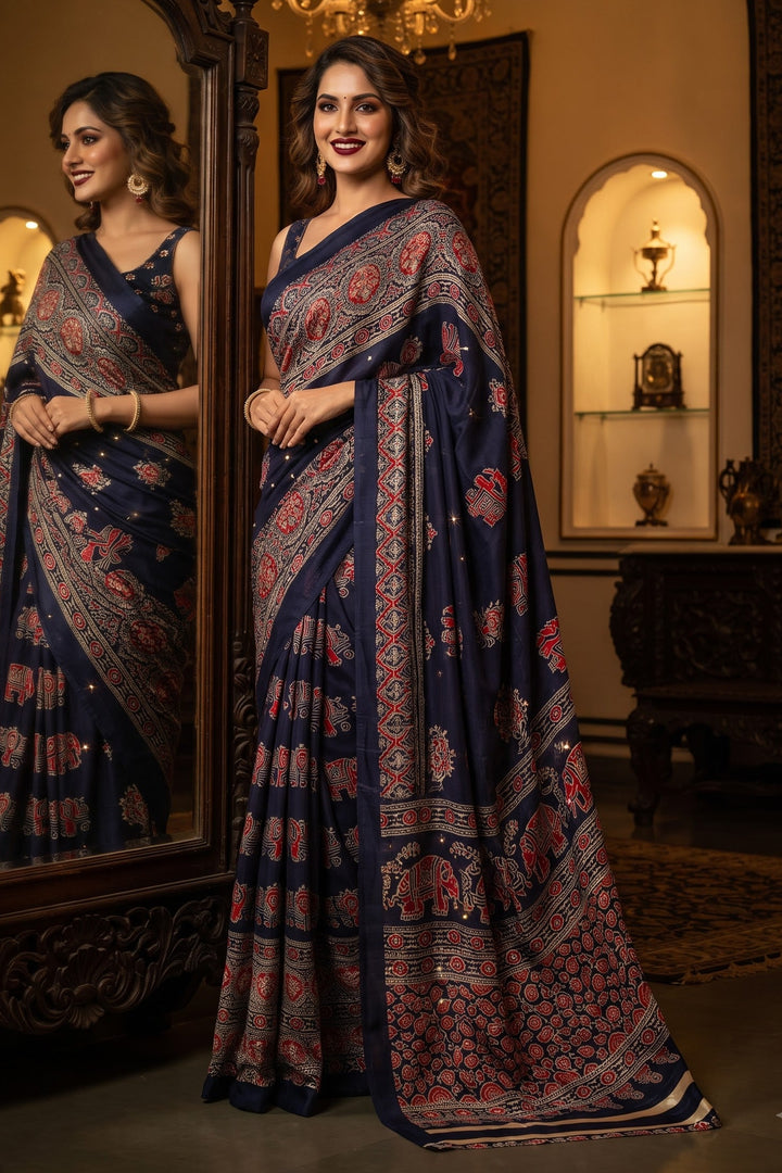 Pretty Obsession Modal Silk Saree With Mirror Work