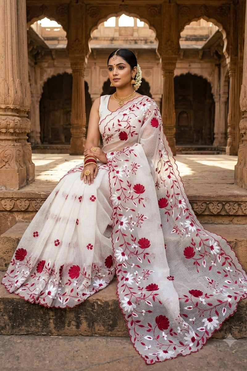 Chandramallika Kota Embroidered Saree