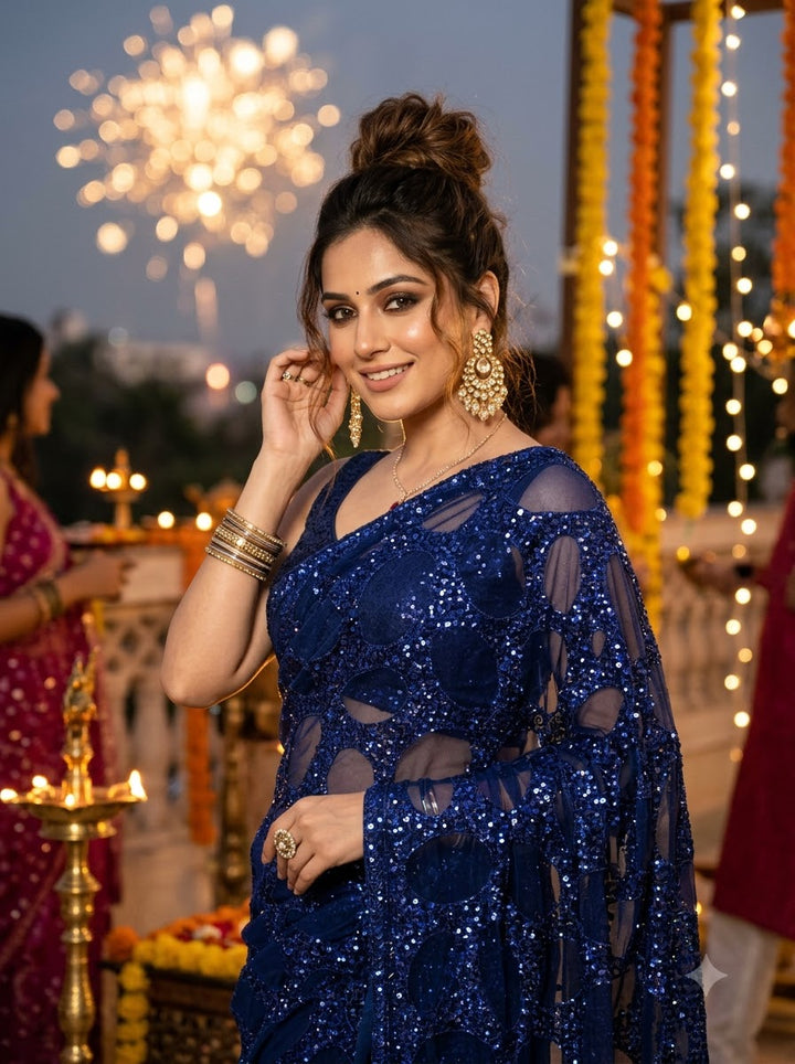 Celestial Gold Net Saree