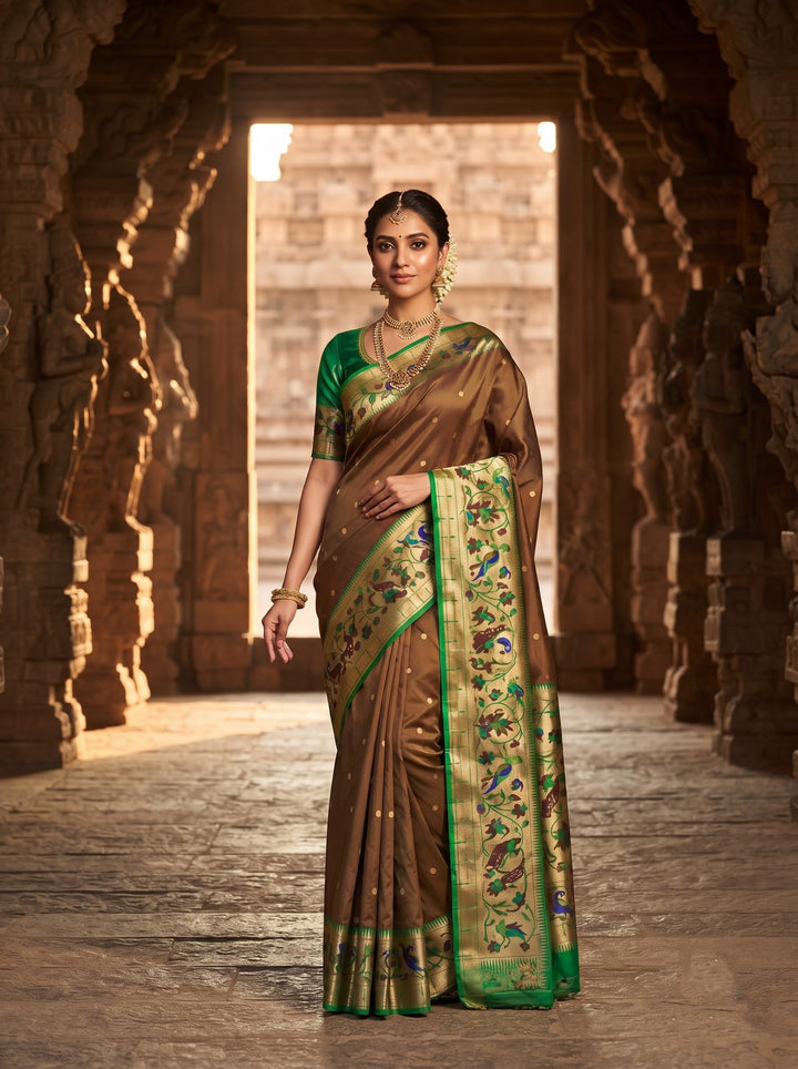 Gilded Majesty- Kanchivaram Paithani Silk (Semi) Saree