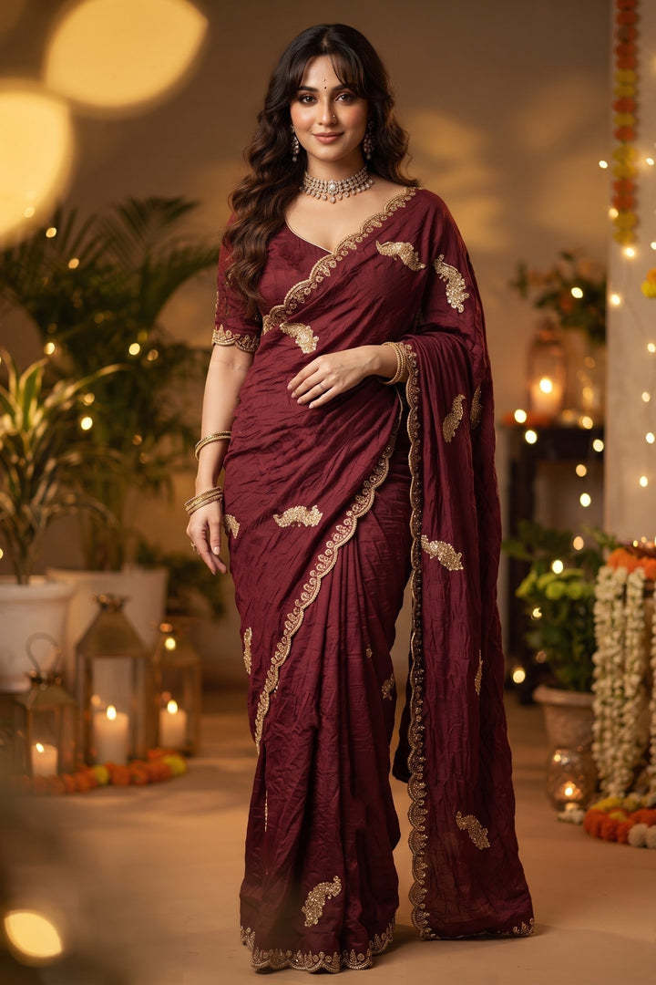 Elowen Glow  Rangoli Crush Silk Saree