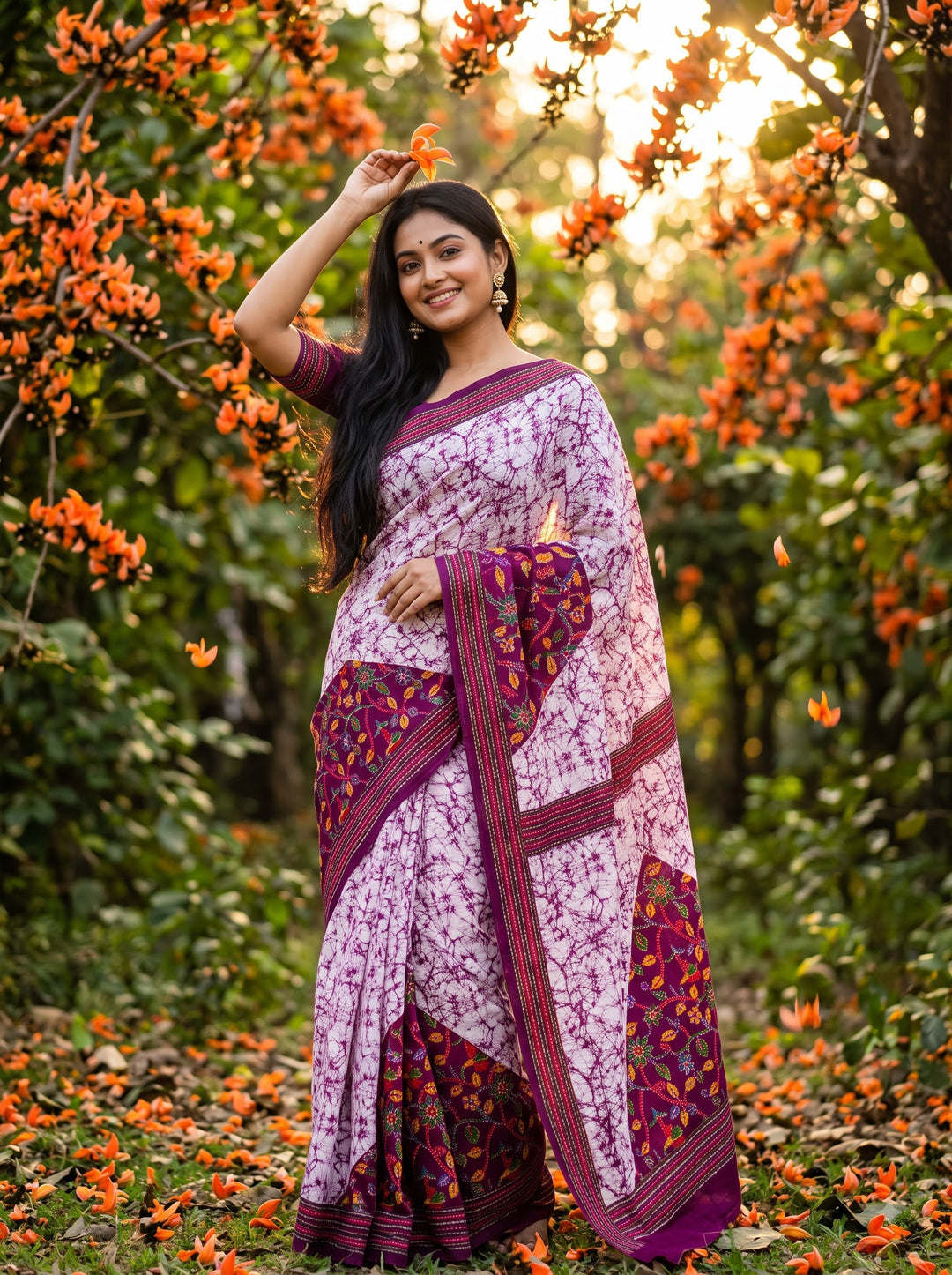 Trikon Ranga Fancy Silk Saree